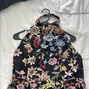 Lulu's Black Floral Embroidered Wedding Dress